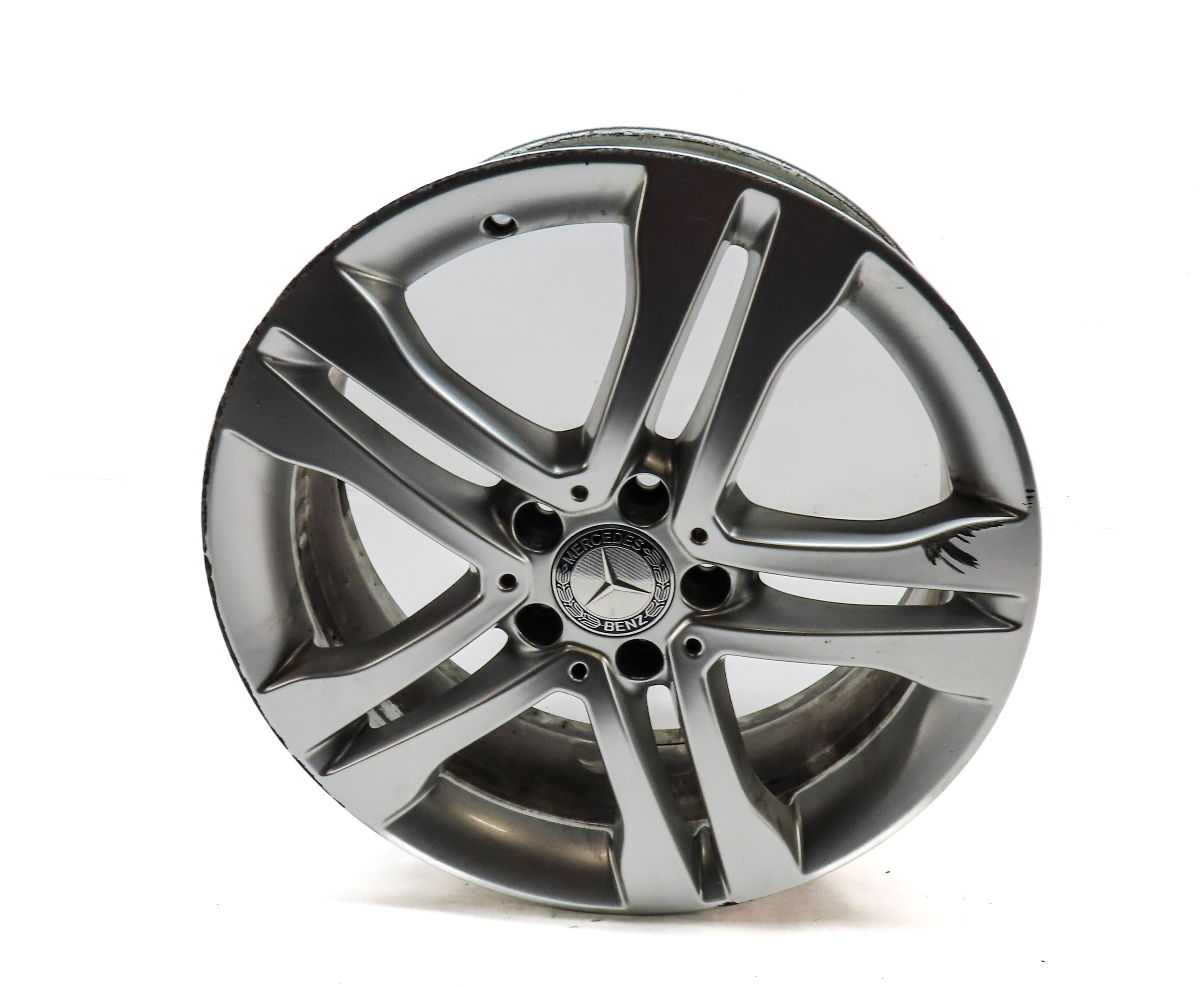 15-17 MERCEDES GLA250 (X156) 18x7 ALUMINUM ALLOY 5-DOUBLE SPOKE WHEEL RIM  — exact item pictured